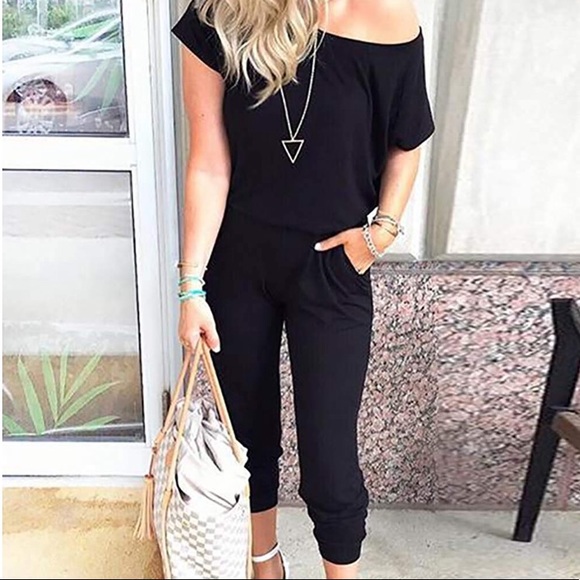 Off the shoulder black jumpsuit - Picture 3 of 6